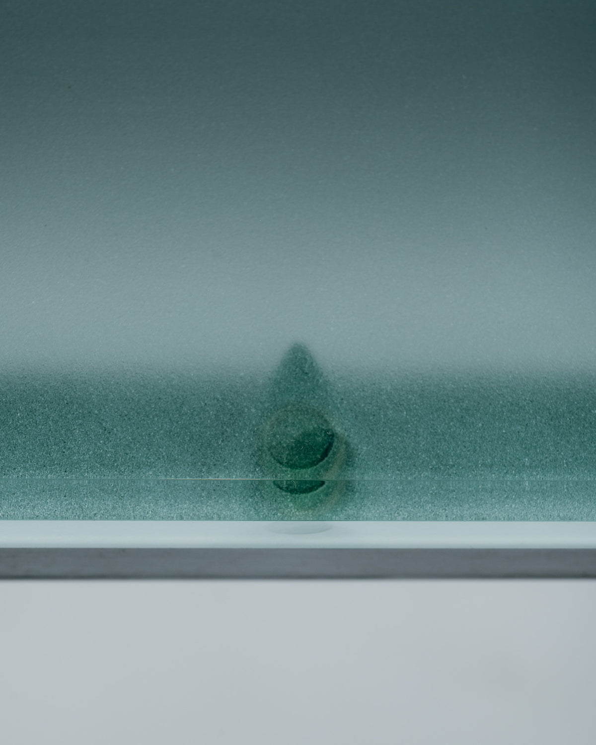 CONSOLE EN MÉTAL ET VERRE SABLÉ, CHRISTIAN DUC, CMB, 1980s