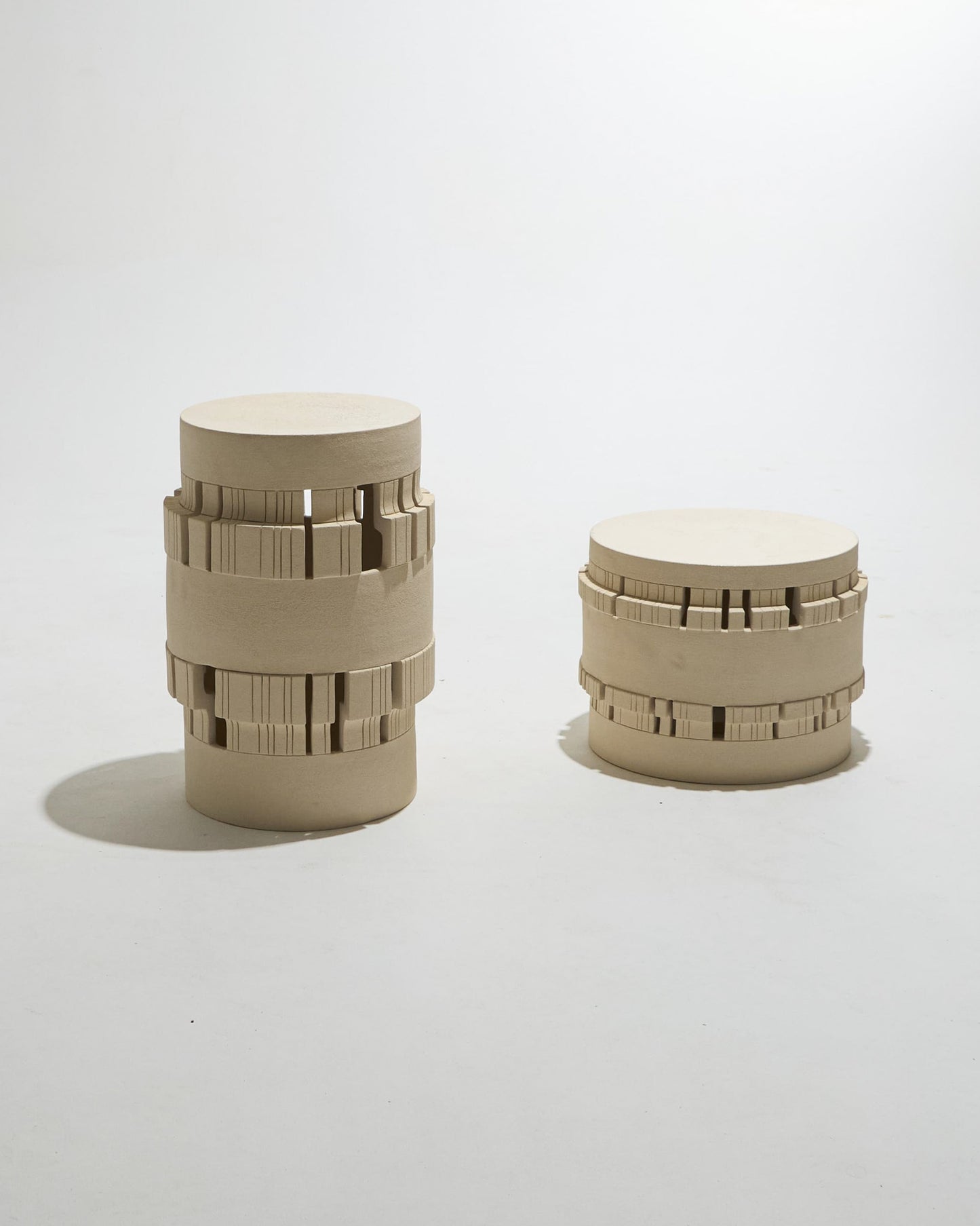 Sculptural stool in Chamotte sandstone