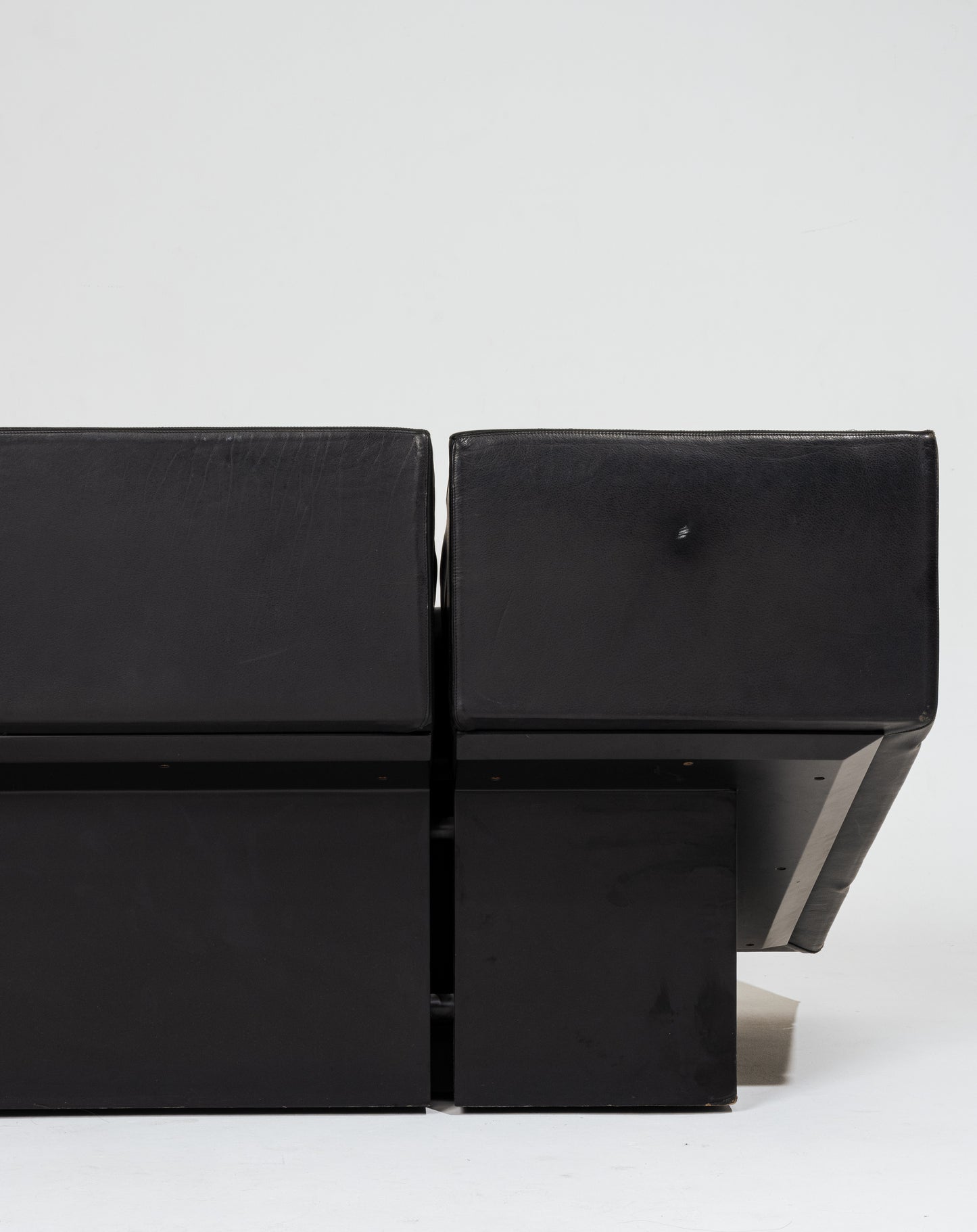 Two-seater sofa in leather, Mario Botta, 1980s