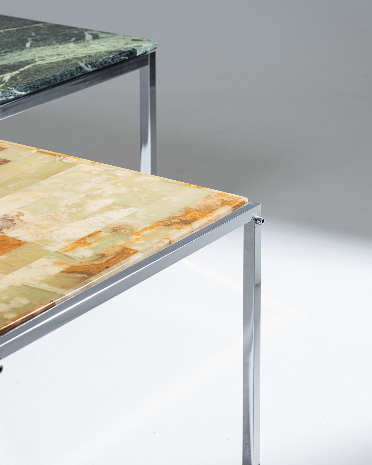 SQUARE GREEN MARBLE COFFEE TABLE, 1970s