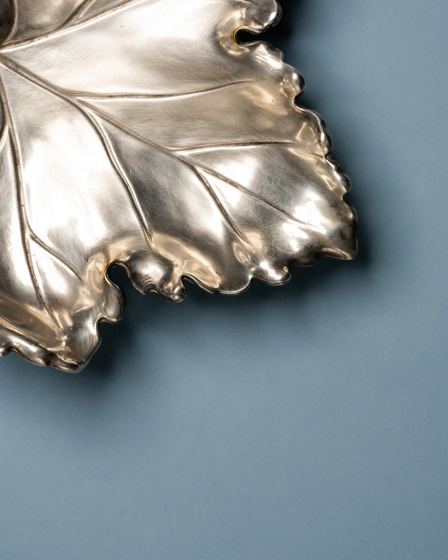 SILVER METAL LEAF POCKET TRAY, 1950s