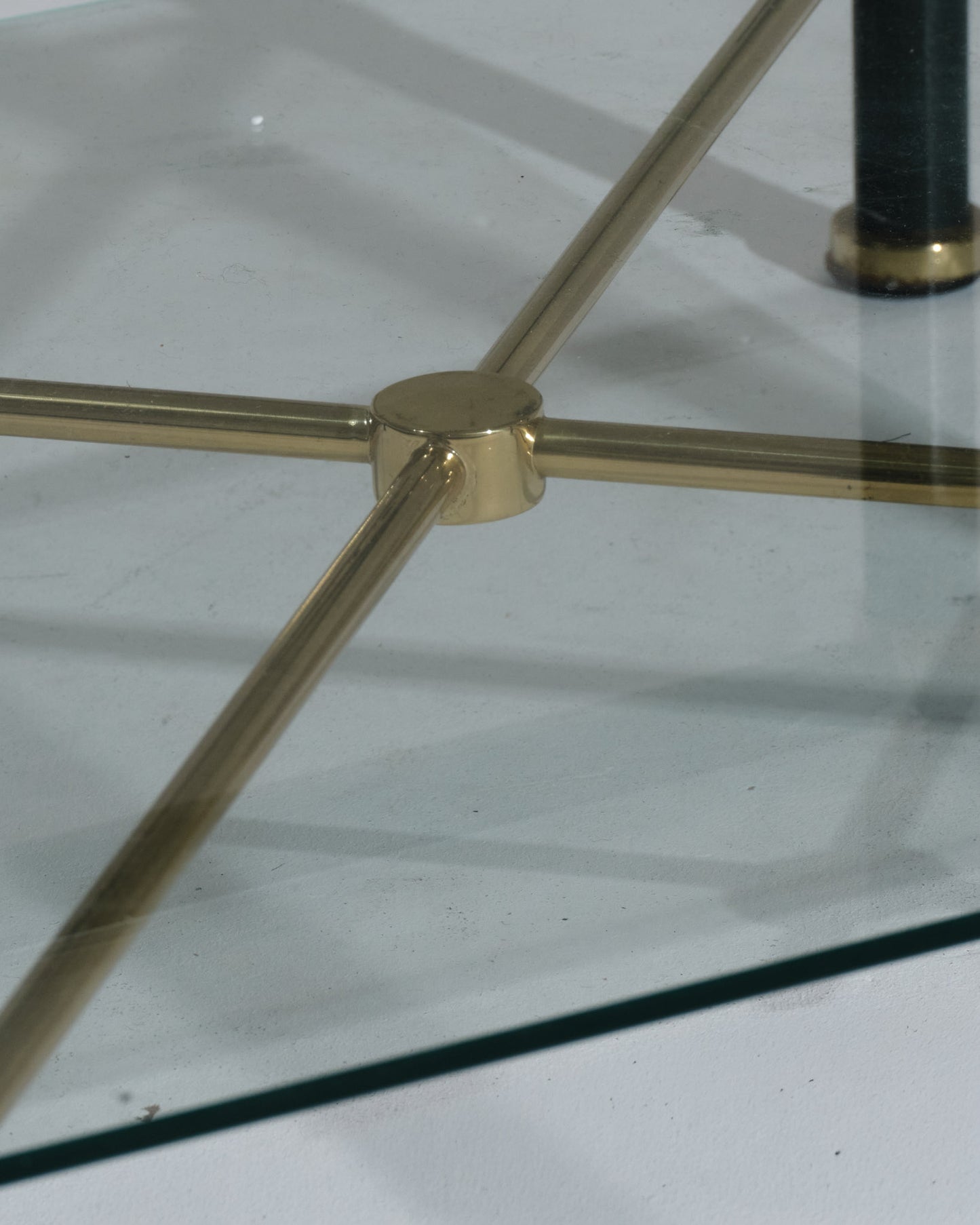 Brass and leather coffee table, 1950s