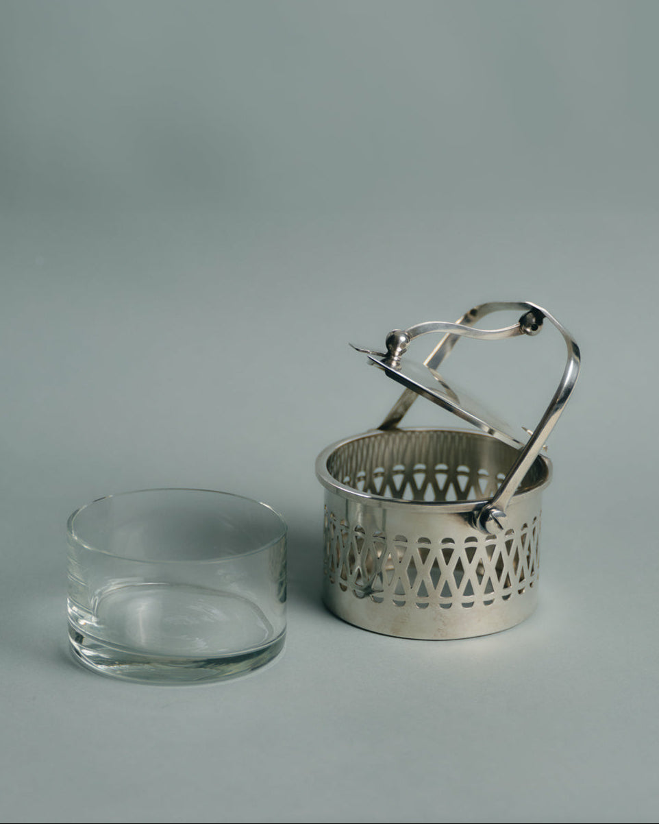 POT DE SERVICE EN MÉTAL ARGENTÉ, 1950s