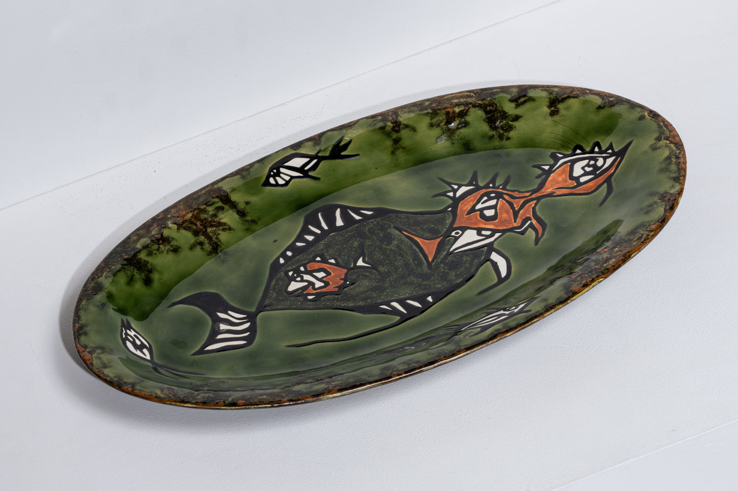 PLAT EN CÉRAMIQUE ÉMAILLÉE, JEAN LURCAT, 1960s