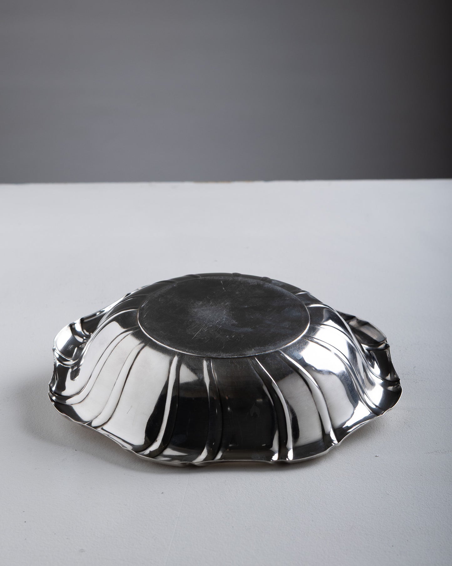 SILVER-PLATED METAL DOG BOWL, 1960S