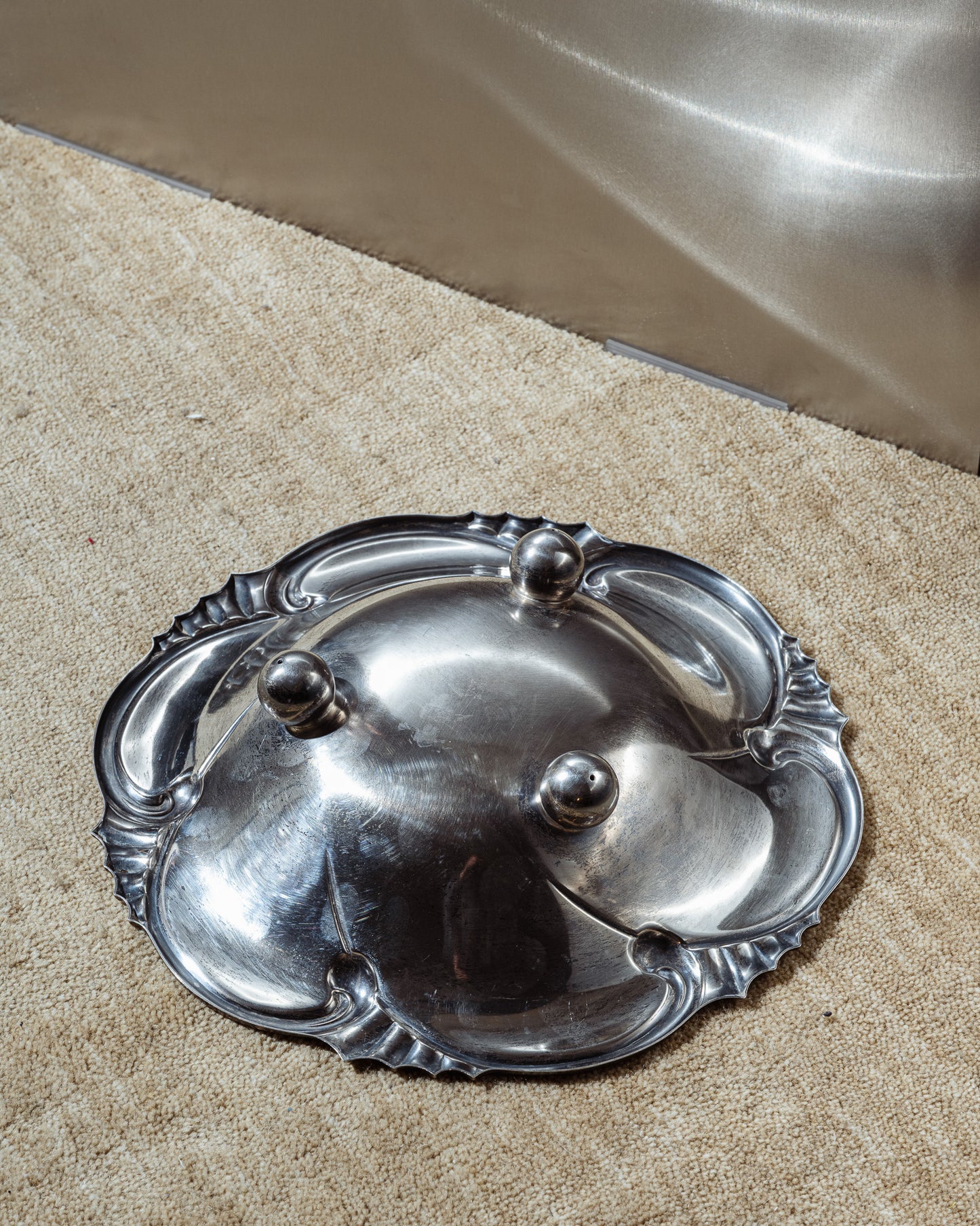 SILVER METAL BASKET, 1950s