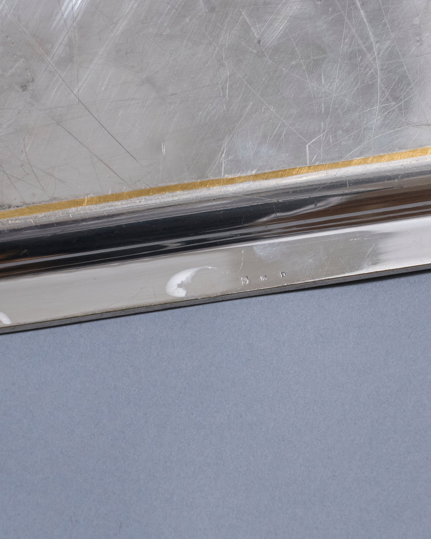 Large silver metal tray