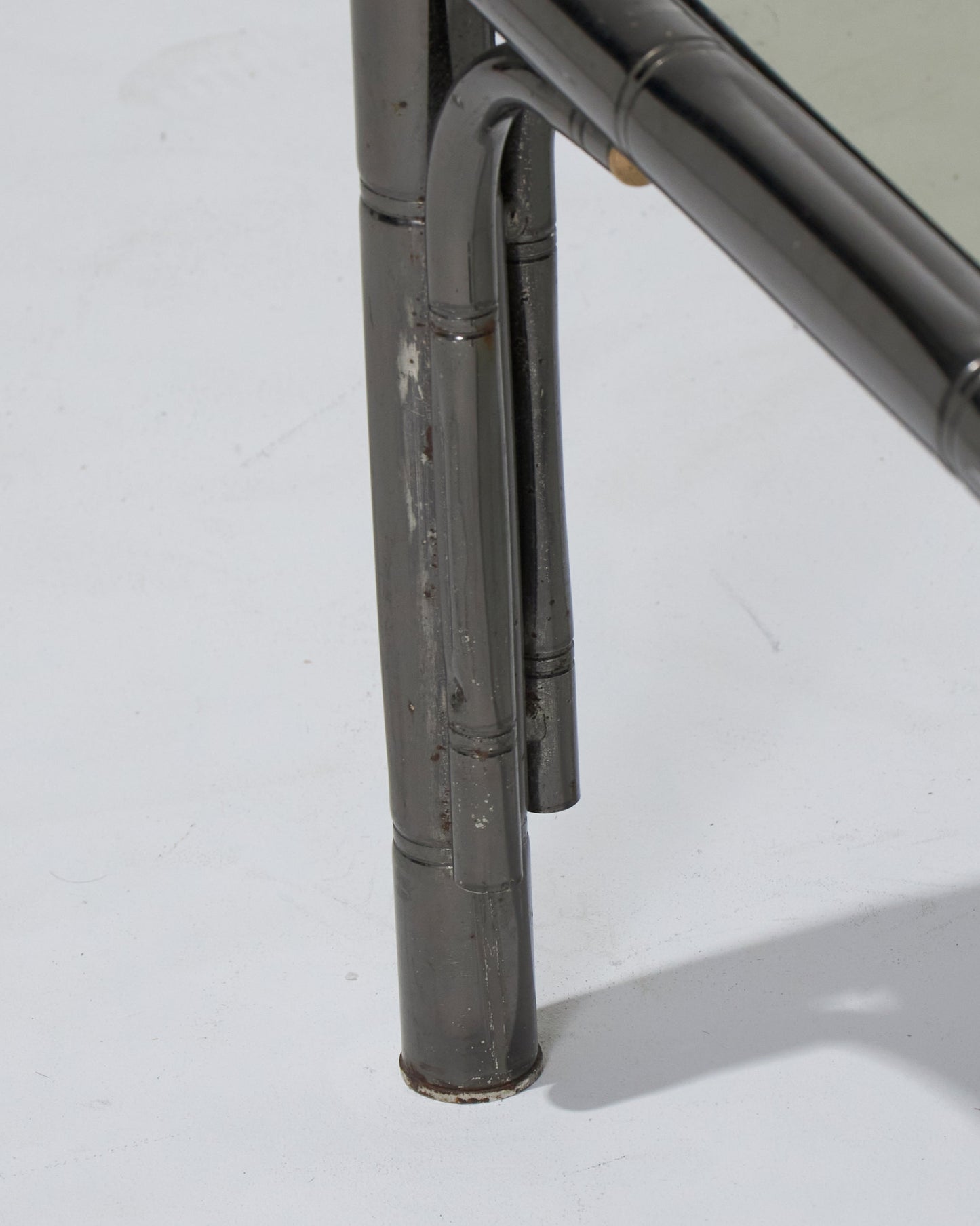 Metal and glass Bamboo coffee table, 1980s