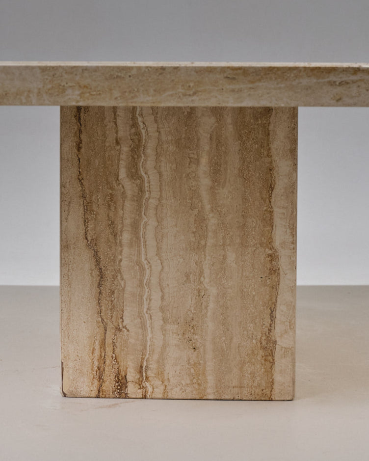 TABLE BASSE RECTANGULAIRE EN TRAVERTIN, 1980s