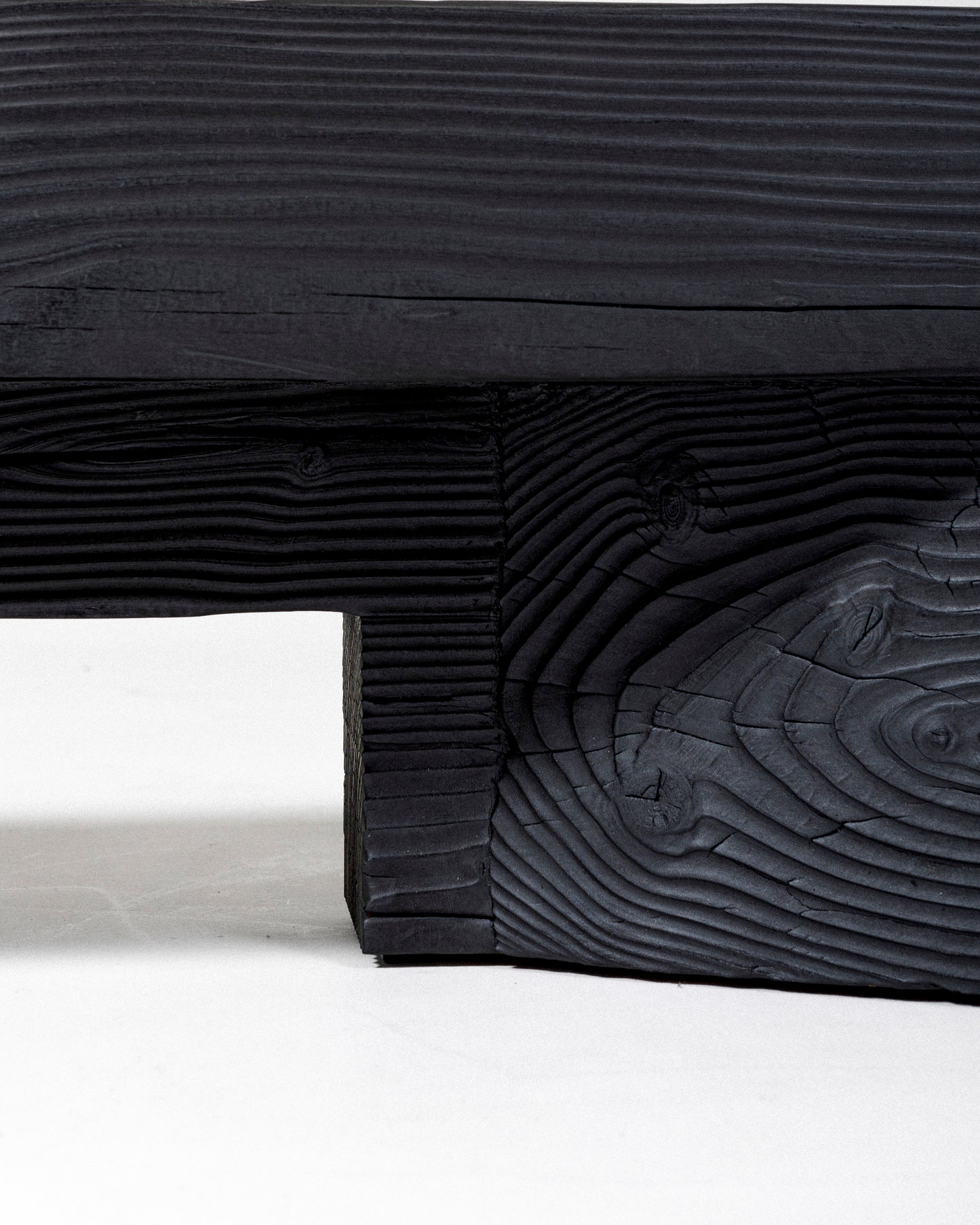 Black wooden bench