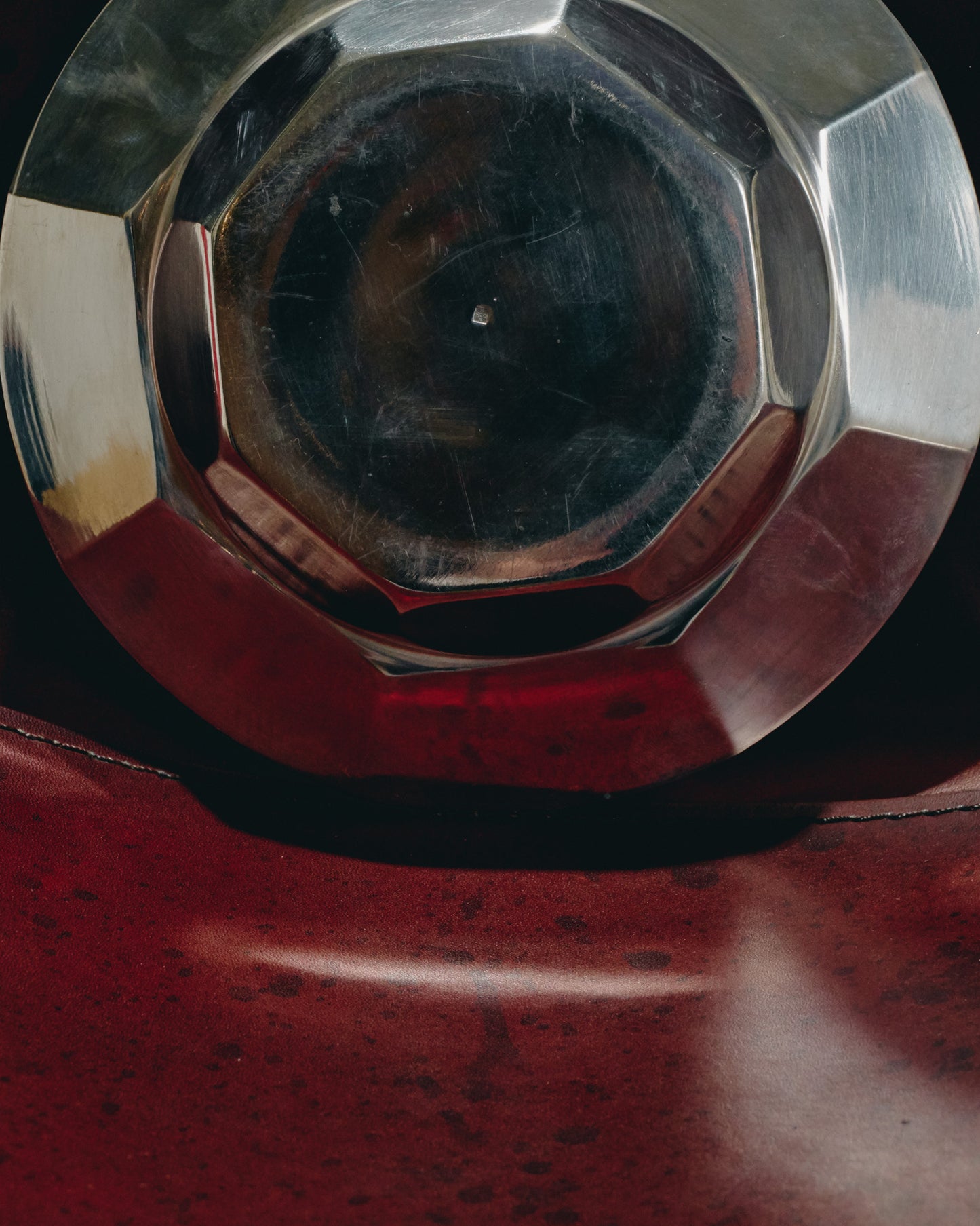 ASSIETTE À PÂTÉE EN MÉTAL ARGENTÉ POUR MOYEN CHIEN/CHAT, 1960s