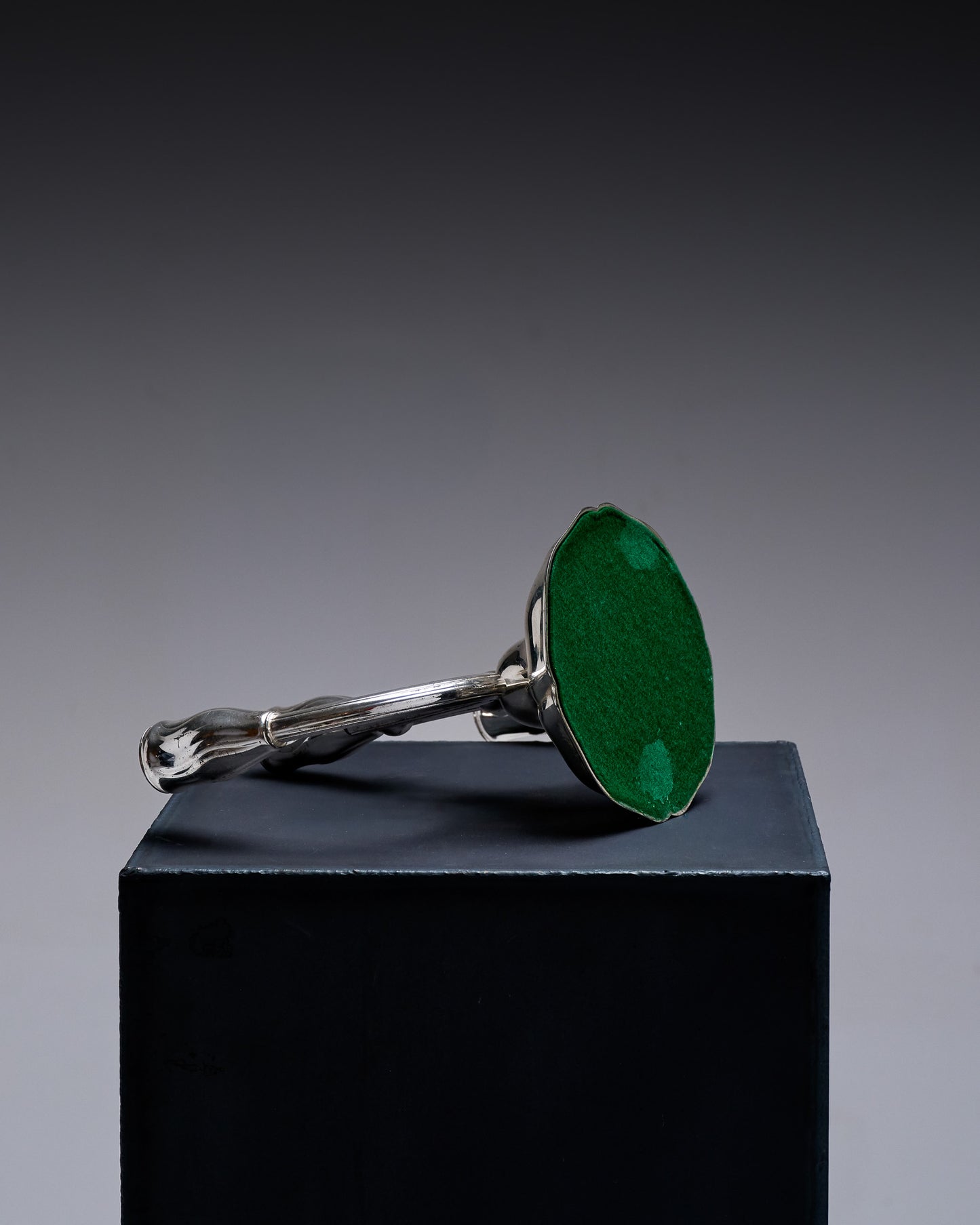 THREE-LIGHT SILVER-PLATED METAL CHANDELIER, 1970s