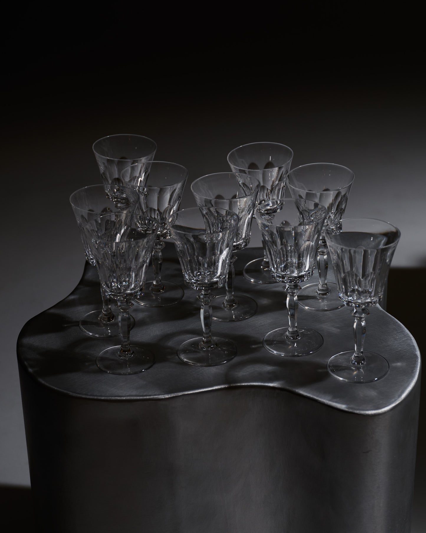 SET DE 10 VERRES À VIN EN CRISTAL, SAINT-LOUIS, 1950s