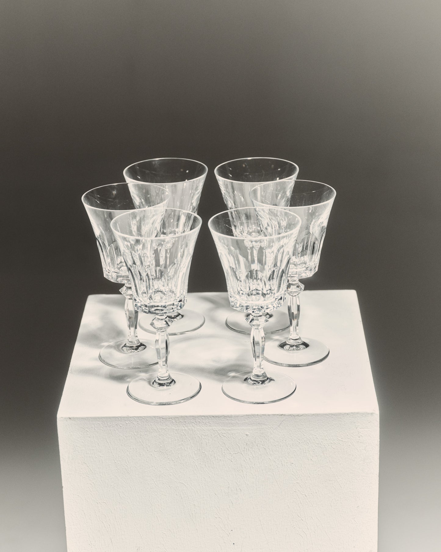 SET OF 6 CRYSTAL WATER GLASSES, SAINT LOUIS, 1950s