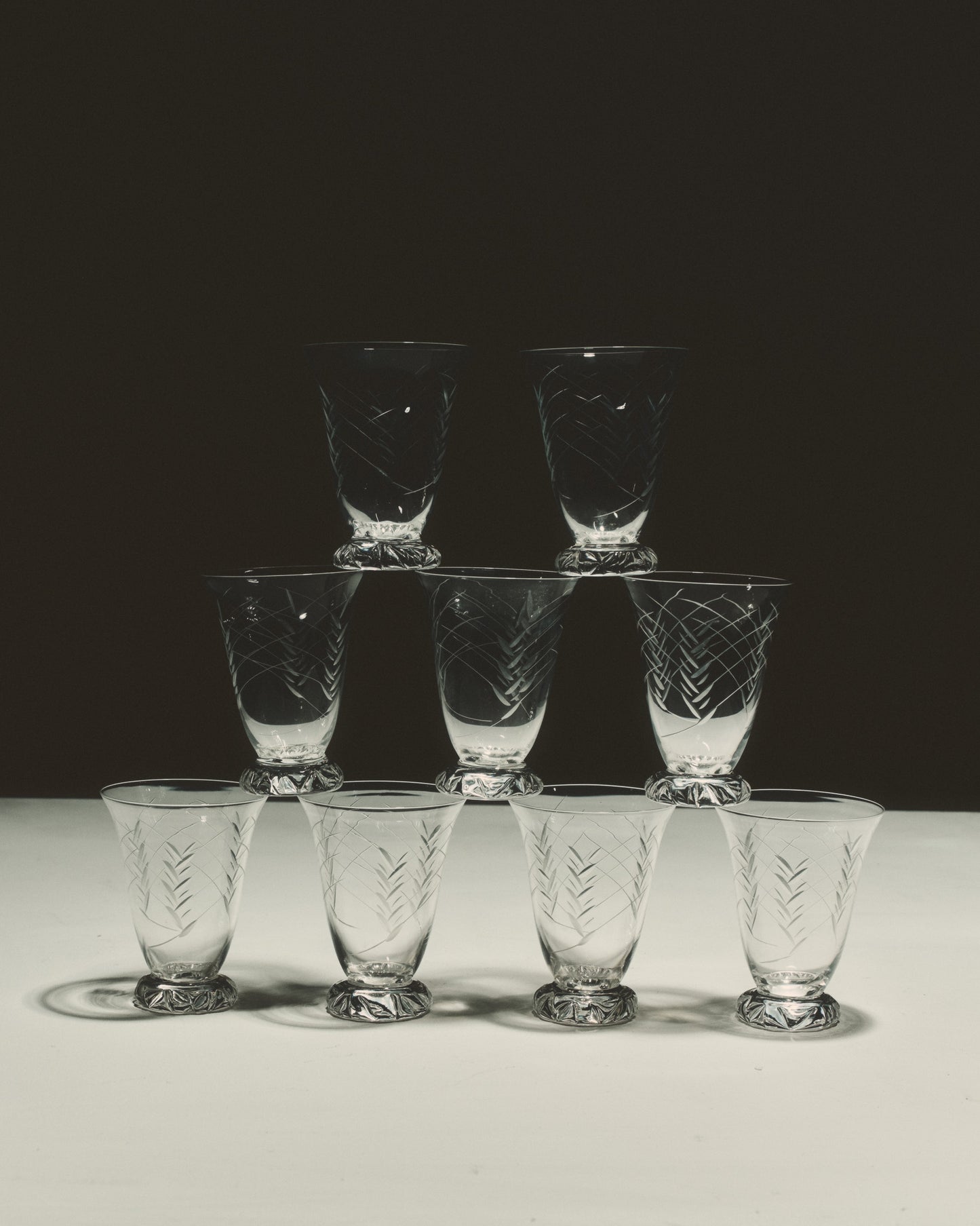 SET OF 9 CRYSTAL GLASSES FROM LORRAINE, 1970s