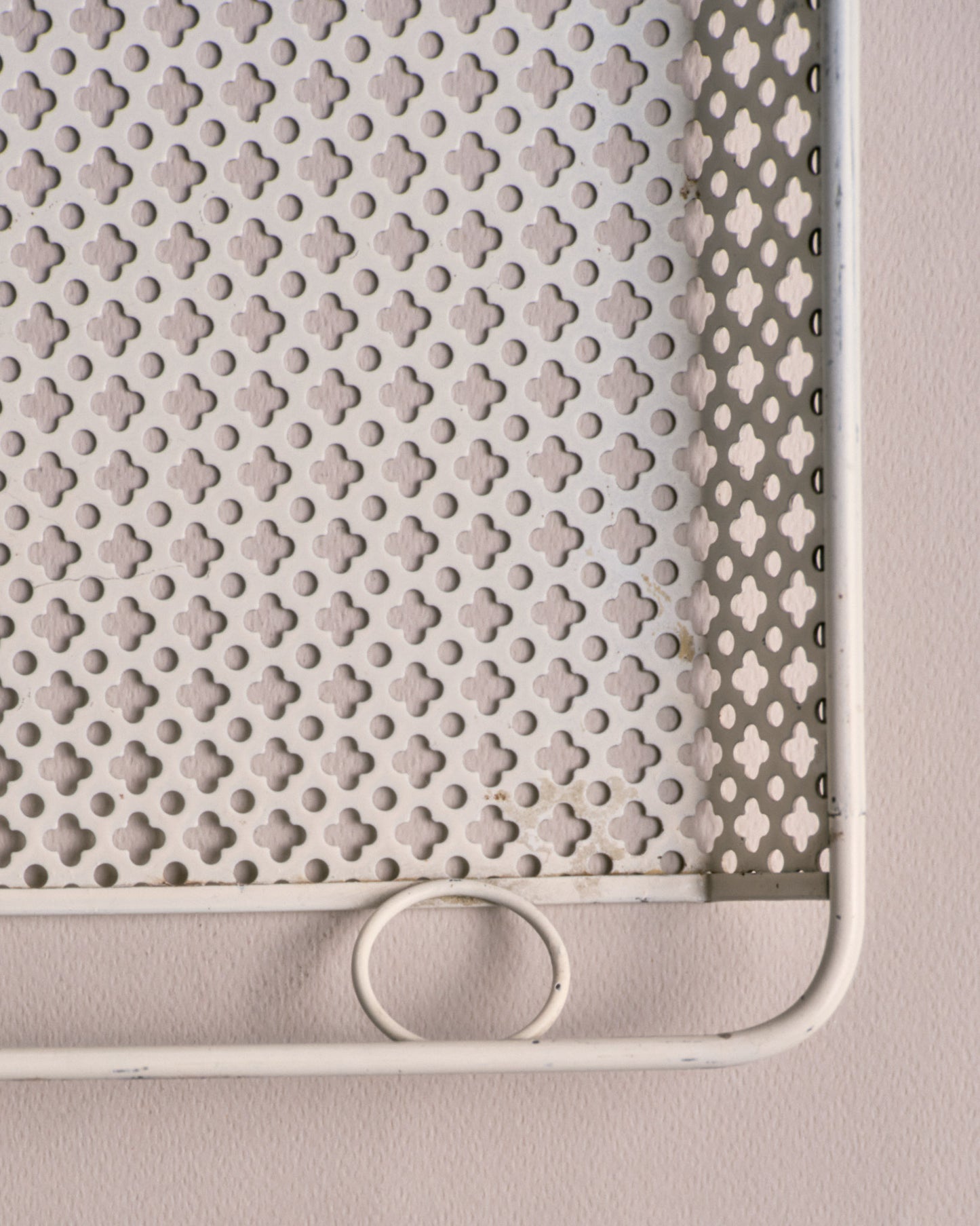 Perforated white metal tray, Mathieu Matégot, 1950s