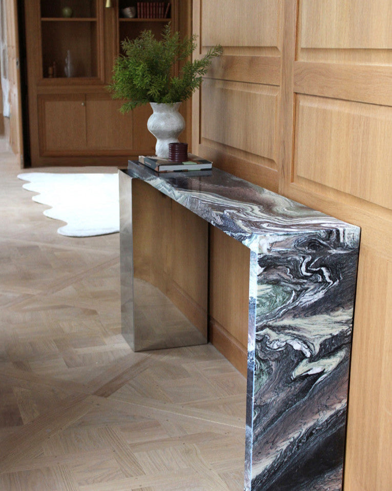 CONSOLE JILL EN MARBRE ET INOX