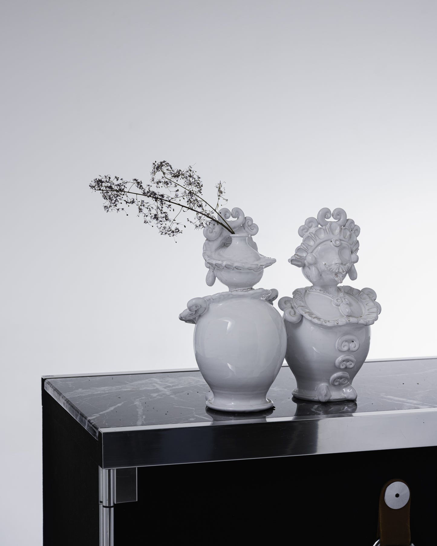 Pair of ceramic moor head vases, 1970s