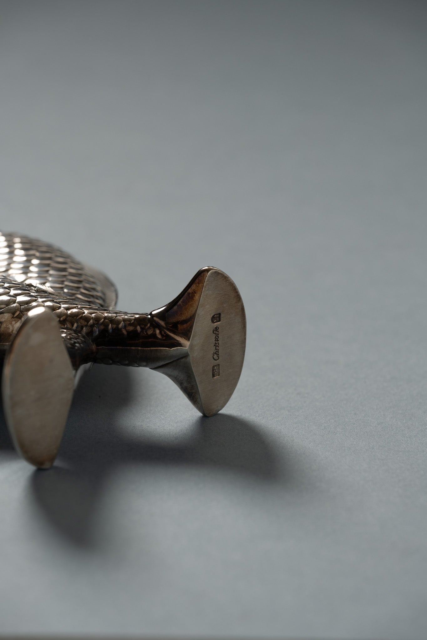 VASE POISSONS EN MÉTAL ARGENTÉ, CHRISTOFLE, 1980s