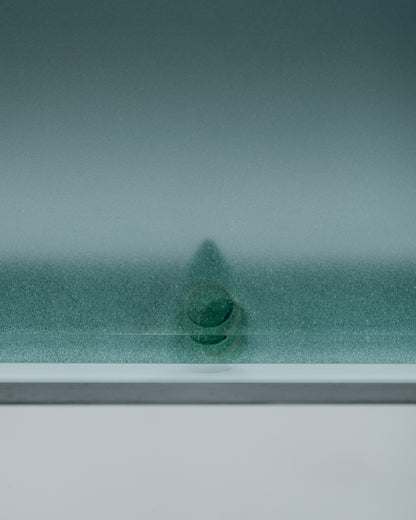 CONSOLE EN MÉTAL ET VERRE SABLÉ, CHRISTIAN DUC, CMB, 1980s