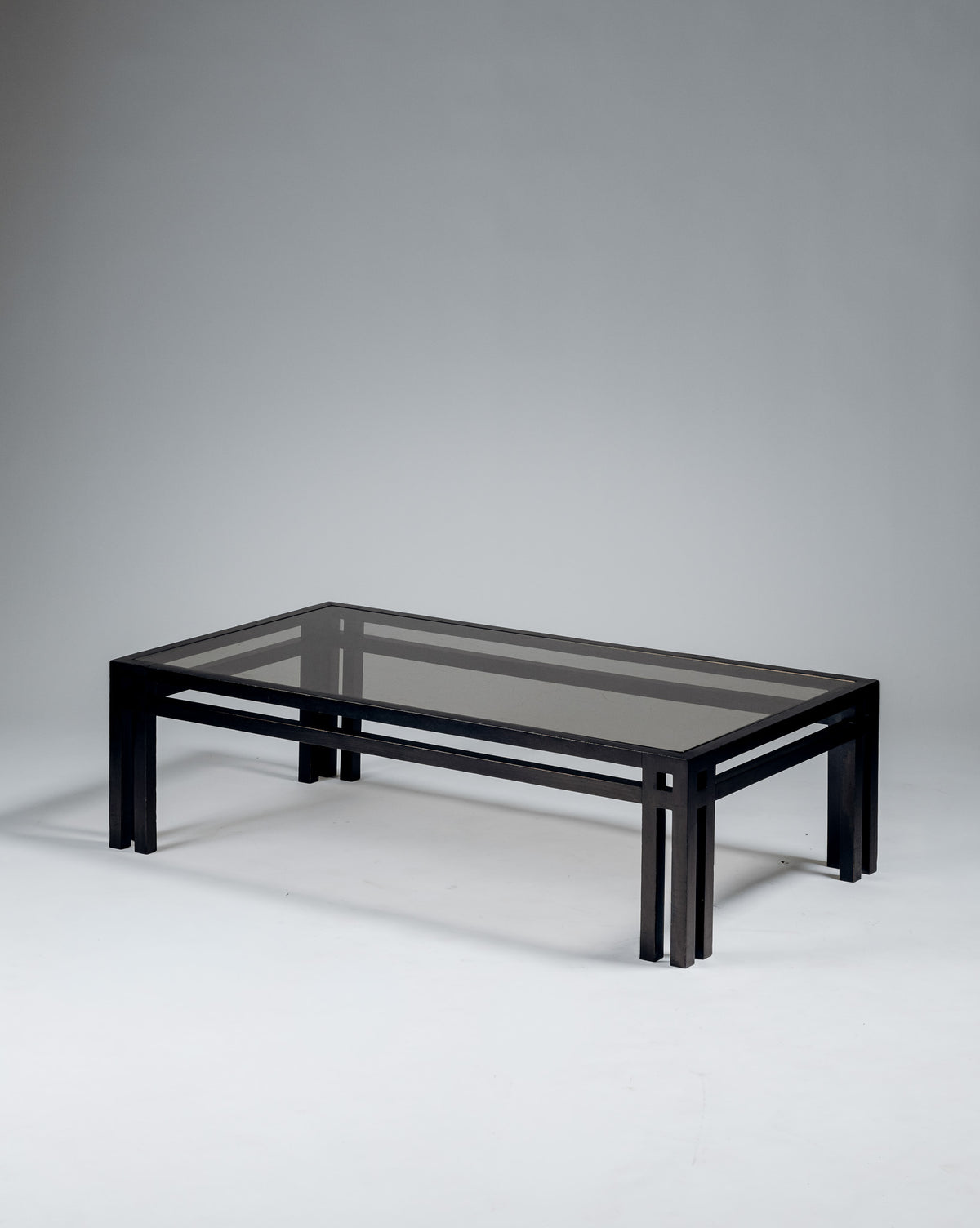 TABLE BASSE EN BOIS ET VERRE, JEAN-MICHEL WILMOTTE, GOVERNOR, 1970s