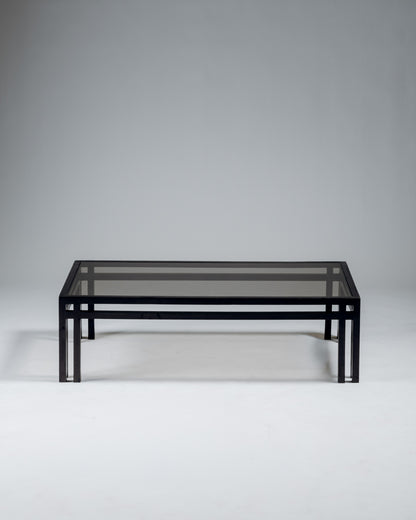 TABLE BASSE EN BOIS ET VERRE, JEAN-MICHEL WILMOTTE, GOVERNOR, 1970s