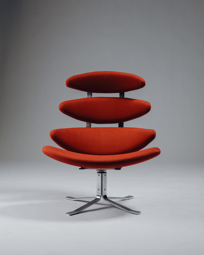 FAUTEUIL 'CORONA' EN ACIER ET TISSU, POUL VOLTHER, 1960s