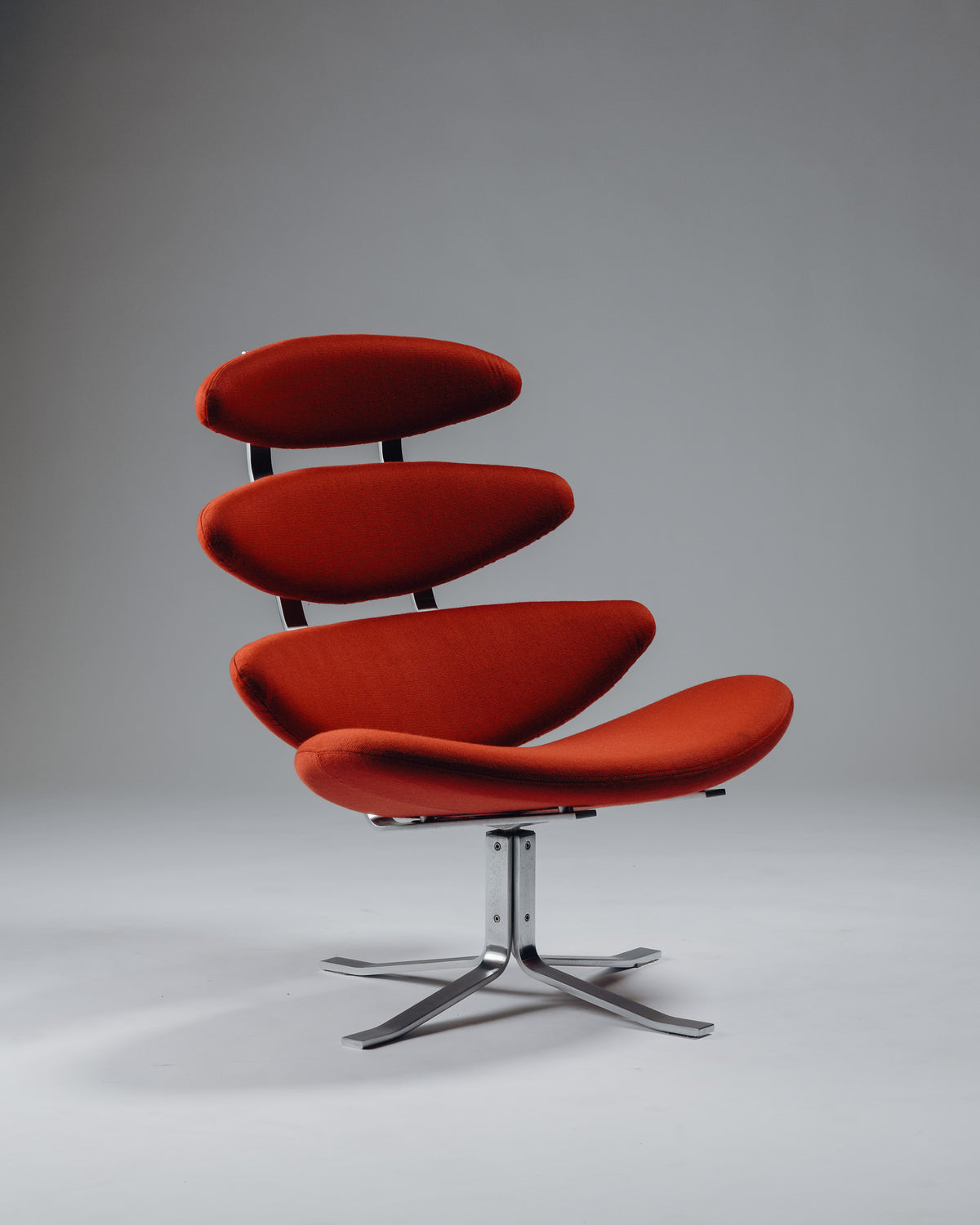 FAUTEUIL 'CORONA' EN ACIER ET TISSU, POUL VOLTHER, 1960s