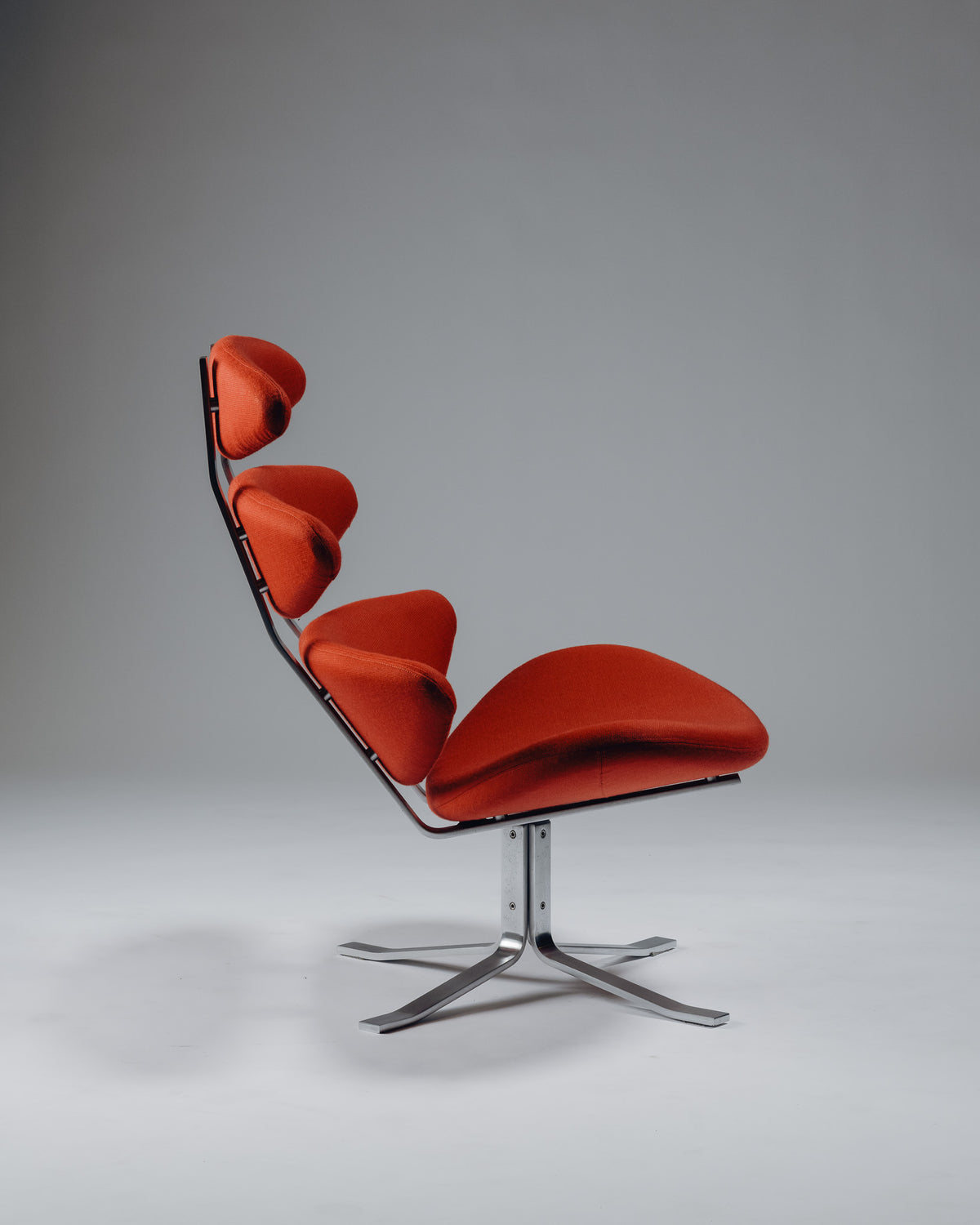 FAUTEUIL 'CORONA' EN ACIER ET TISSU, POUL VOLTHER, 1960s