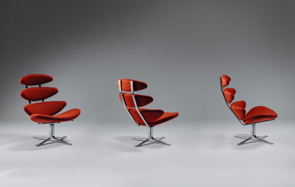 FAUTEUIL 'CORONA' EN ACIER ET TISSU, POUL VOLTHER, 1960s