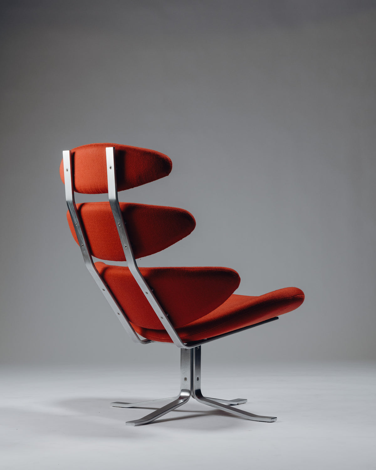 FAUTEUIL 'CORONA' EN ACIER ET TISSU, POUL VOLTHER, 1960s