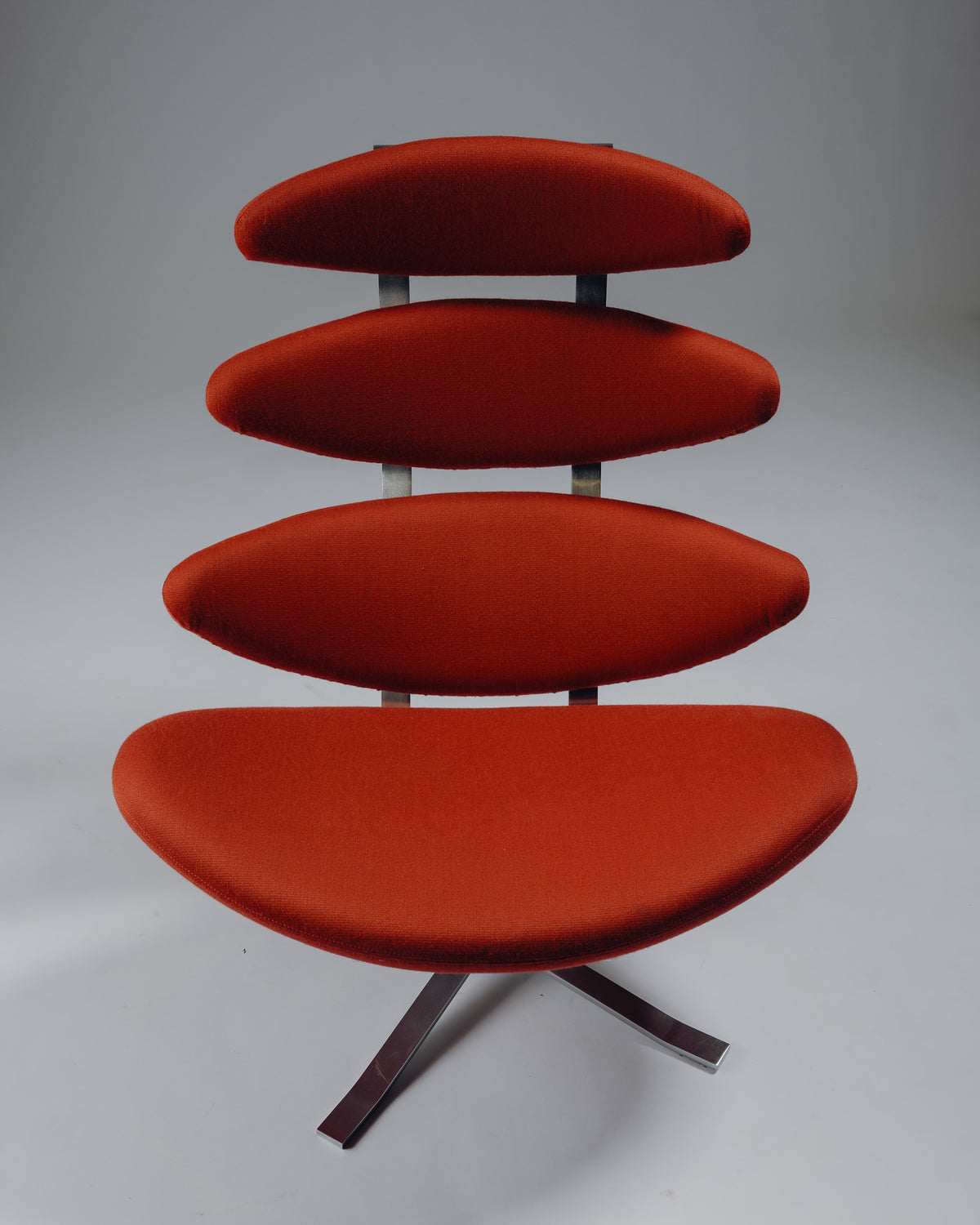 FAUTEUIL 'CORONA' EN ACIER ET TISSU, POUL VOLTHER, 1960s