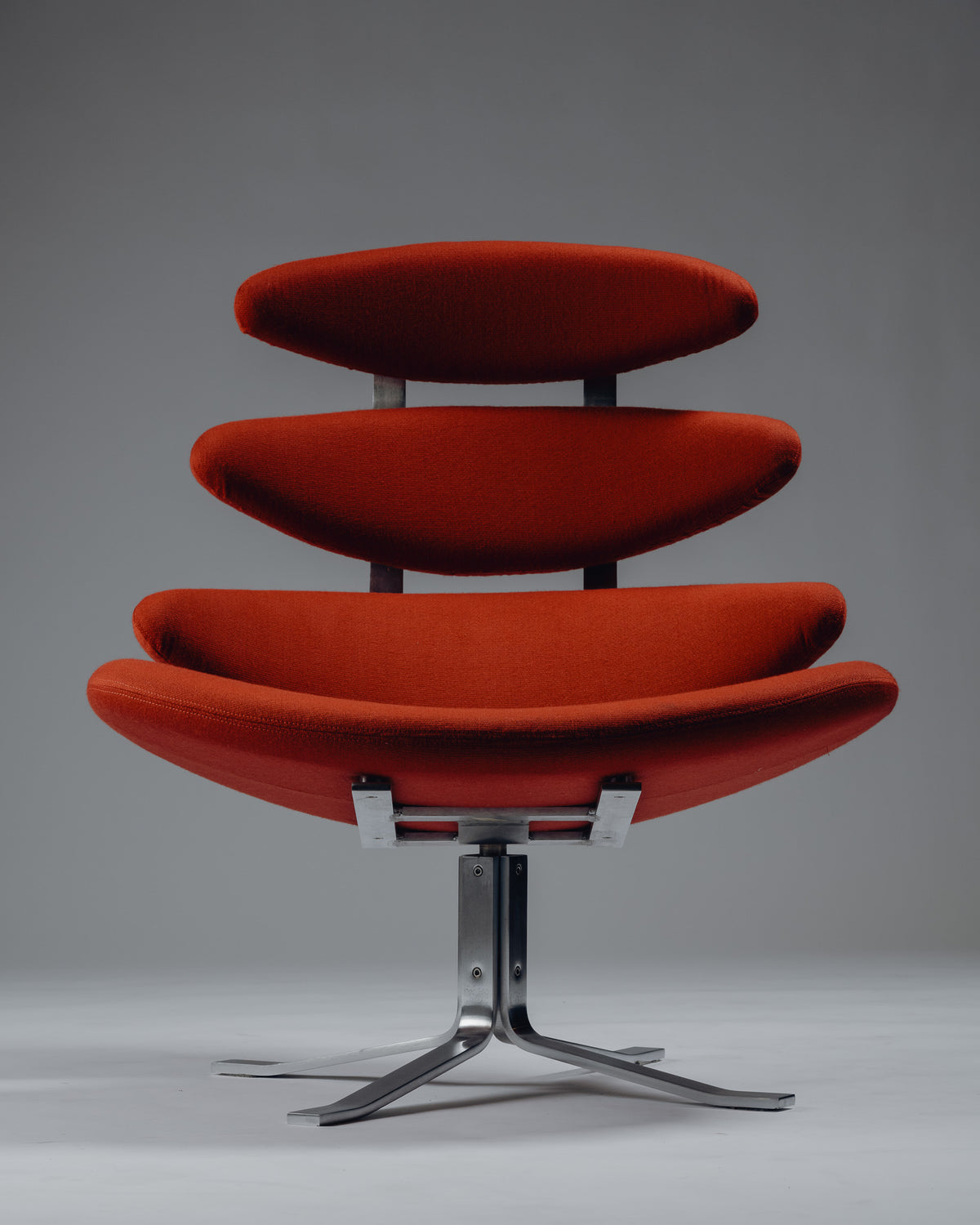 FAUTEUIL 'CORONA' EN ACIER ET TISSU, POUL VOLTHER, 1960s