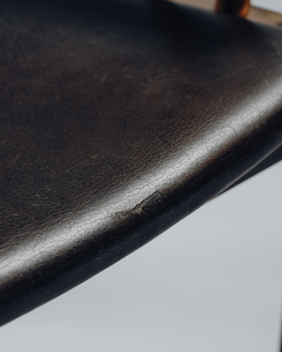 ARMCHAIR IN WENGE, COPPER AND LEATHER, JEAN-MICHEL WILMOTTE, TECNO, 1980s