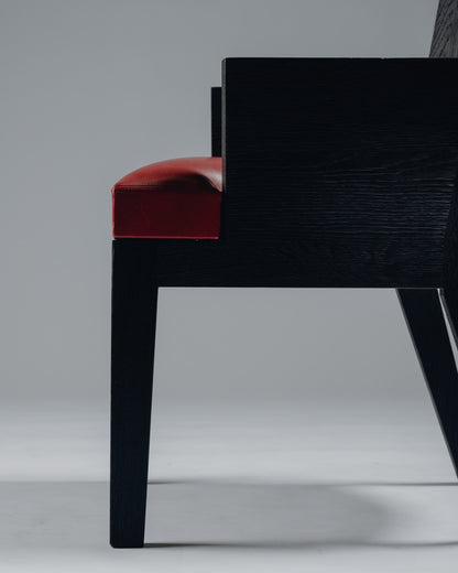FAUTEUIL 'STALL' EN CHÊNE ET CUIR, CHRISTIAN LIAIGRE, 1990s