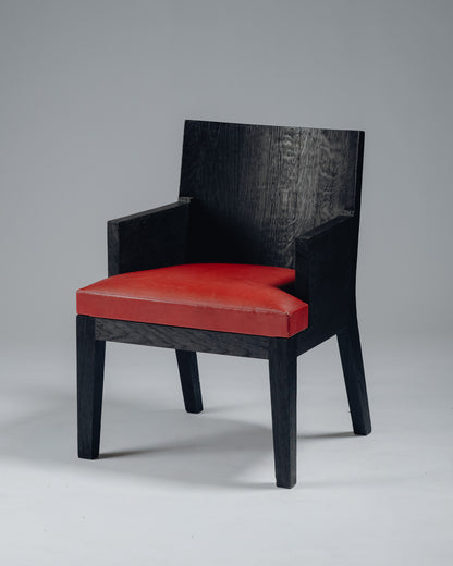 FAUTEUIL 'STALL' EN CHÊNE ET CUIR, CHRISTIAN LIAIGRE, 1990s