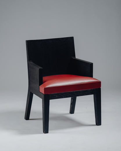 FAUTEUIL 'STALL' EN CHÊNE ET CUIR, CHRISTIAN LIAIGRE, 1990s