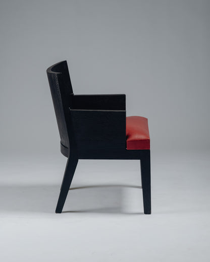 FAUTEUIL 'STALL' EN CHÊNE ET CUIR, CHRISTIAN LIAIGRE, 1990s