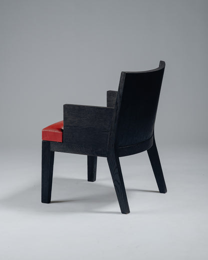 FAUTEUIL 'STALL' EN CHÊNE ET CUIR, CHRISTIAN LIAIGRE, 1990s