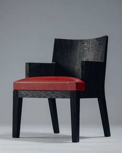 FAUTEUIL 'STALL' EN CHÊNE ET CUIR, CHRISTIAN LIAIGRE, 1990s