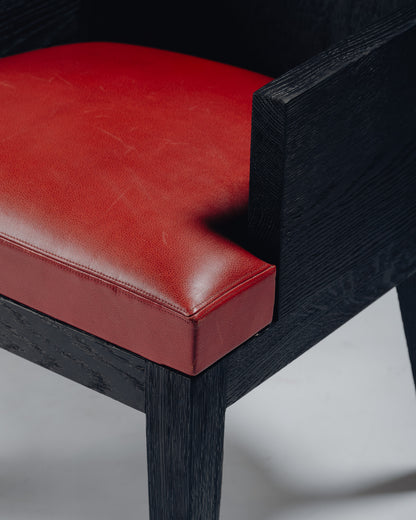 FAUTEUIL 'STALL' EN CHÊNE ET CUIR, CHRISTIAN LIAIGRE, 1990s