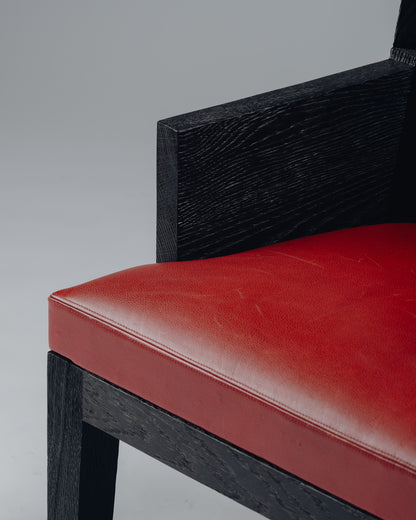 FAUTEUIL 'STALL' EN CHÊNE ET CUIR, CHRISTIAN LIAIGRE, 1990s