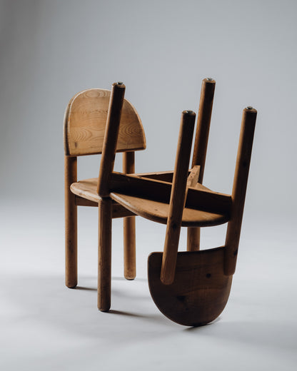 PAIRE DE CHAISES EN PIN, RAINER DAUMILLER, HIRTSHALS SAVVÆRK, 1970s
