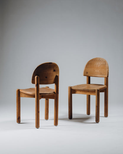 SET OF 4 PINE CHAIRS, RAINER DAUMILLER, SAVVÆRK, 1970s