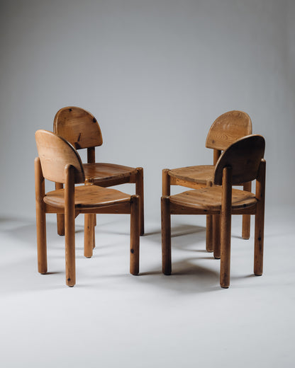 SET OF 4 PINE CHAIRS, RAINER DAUMILLER, SAVVÆRK, 1970s