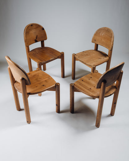 SET OF 4 PINE CHAIRS, RAINER DAUMILLER, SAVVÆRK, 1970s