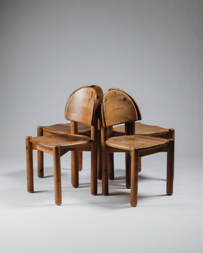 SET OF 4 PINE CHAIRS, RAINER DAUMILLER, SAVVÆRK, 1970s