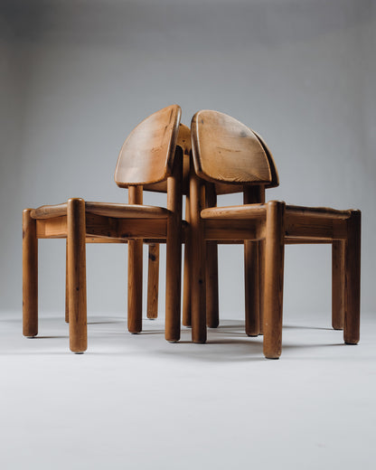 SET OF 4 PINE CHAIRS, RAINER DAUMILLER, SAVVÆRK, 1970s