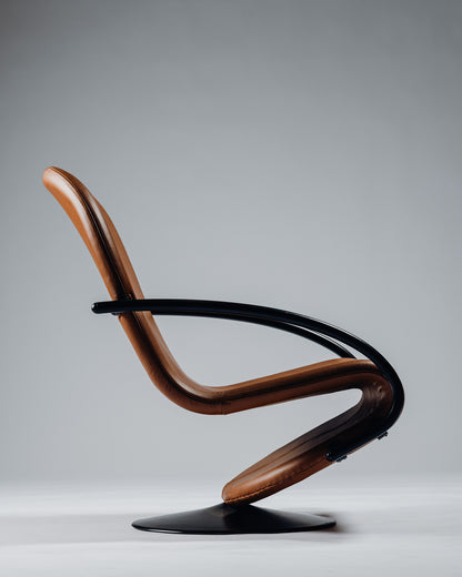 FAUTEUIL EN ACIER ET CUIR, VERNER PANTON, FRITZ HANSEN, 1970s