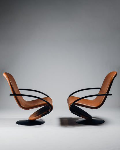 FAUTEUIL EN ACIER ET CUIR, VERNER PANTON, FRITZ HANSEN, 1970s